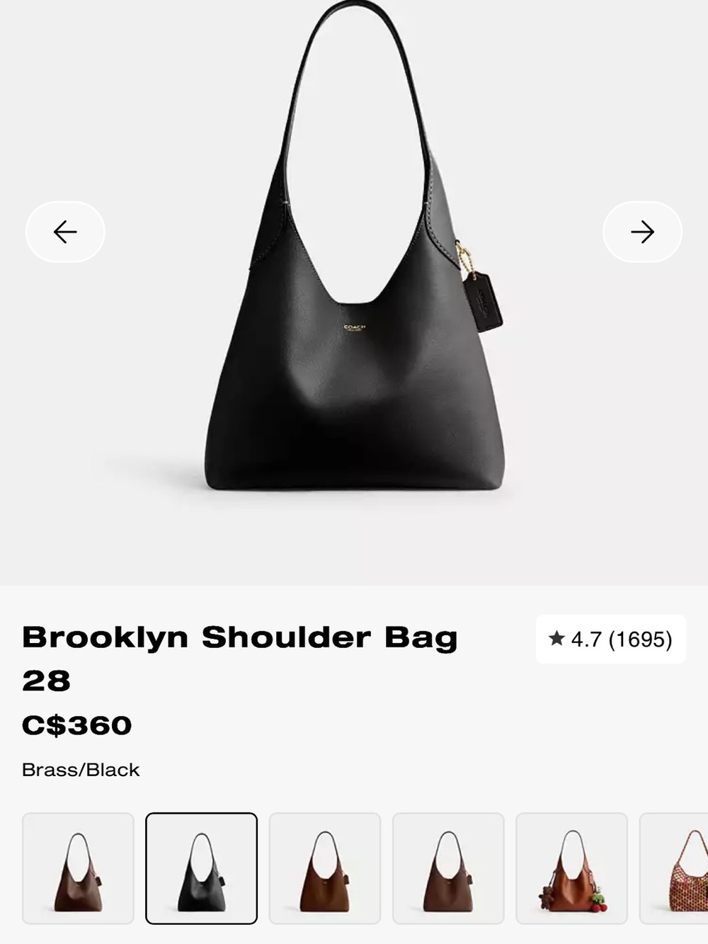 Coach Brooklyn Shoulder Bag 28 in Black